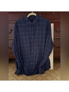 J. Crew SLIM FIT L navy check long sleeve button down shirt L